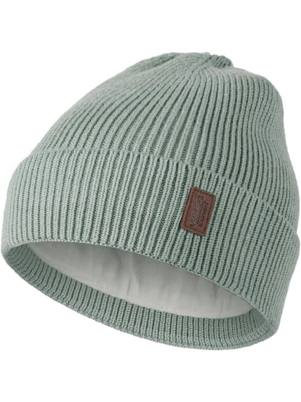 Unisex Tender Green Winter Beanie For Soft Fleece Lined Knit Ski Hat Warm Cap